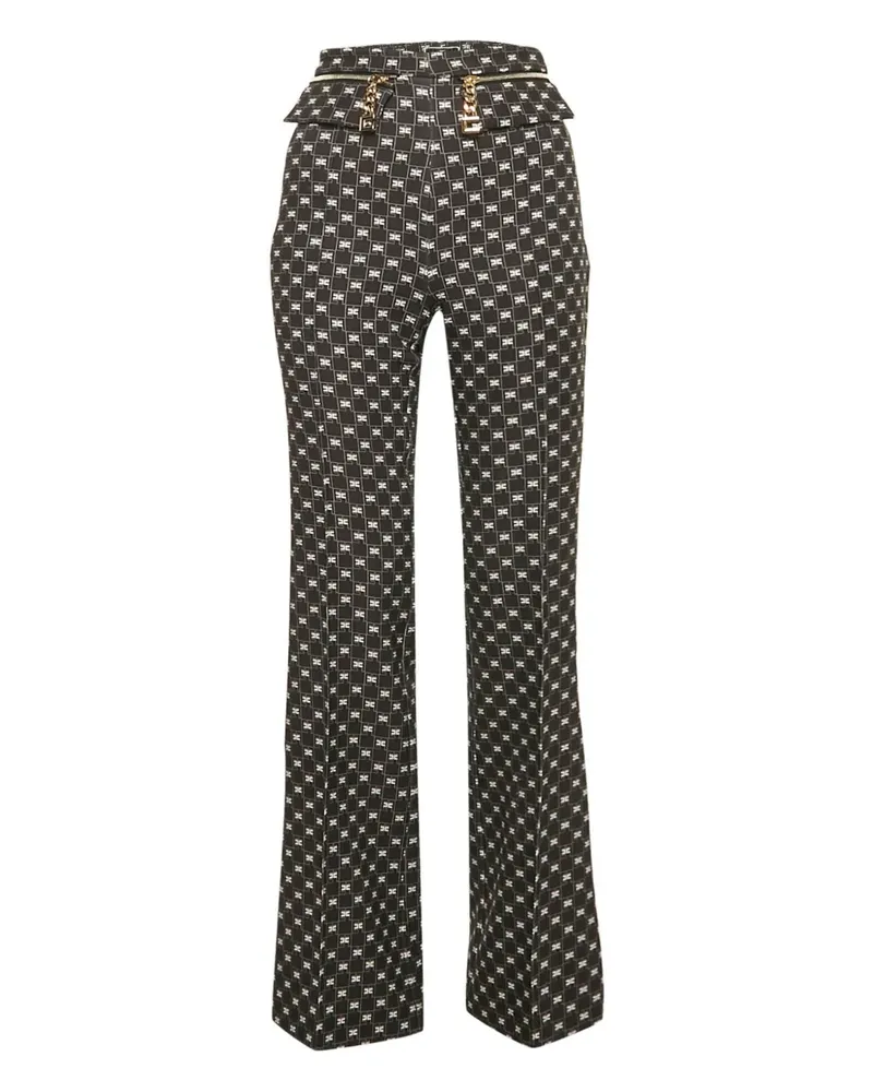 Elisabetta Franchi Ausgestellte Hose mit Logo-Print - Schwarz Schwarz