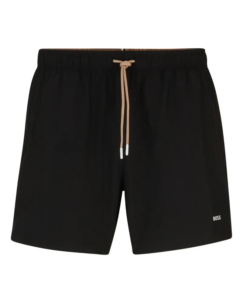 HUGO BOSS Badeshorts mit Logo-Print - Schwarz Schwarz