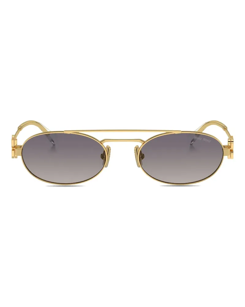 Miu Miu Sonnenbrille mit ovalem Gestell - Gold Gold
