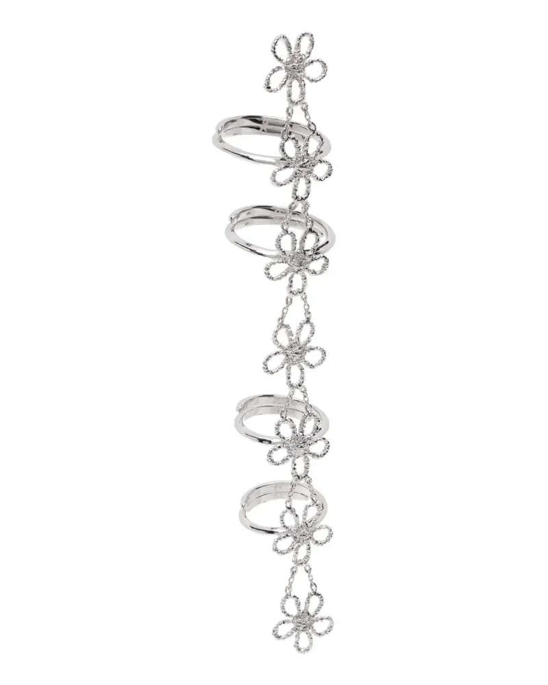 SHUSHU/TONG floral-motif crystal-embellished ring - Silber Silber