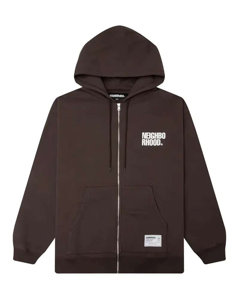 Neighborhood logo-print zip-up hoodie - Braun Braun