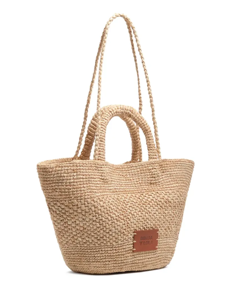 BIMBA Y LOLA large logo-patch shoulder bag - Nude Nude