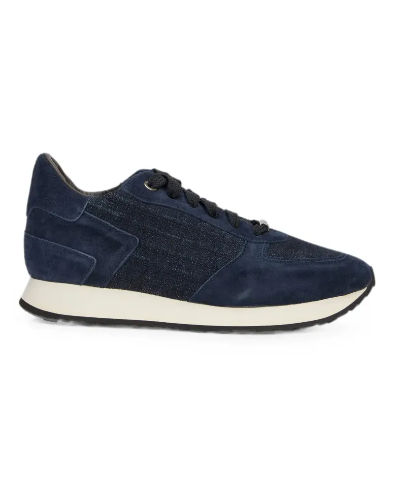 MOORER suede-panelled denim sneakers - Blau Blau