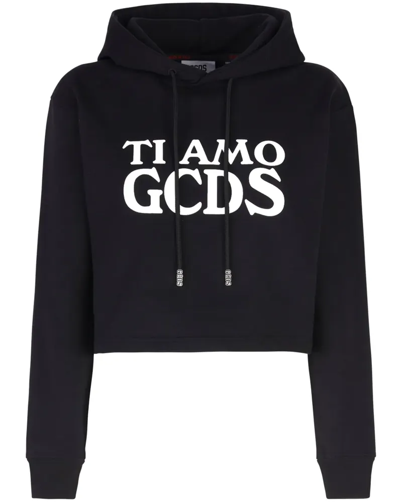 GCDS Ti Amo Cropped-Hoodie - Schwarz Schwarz
