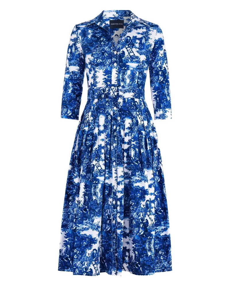 Samantha Sung Audrey Midikleid mit Falten - Blau Blau