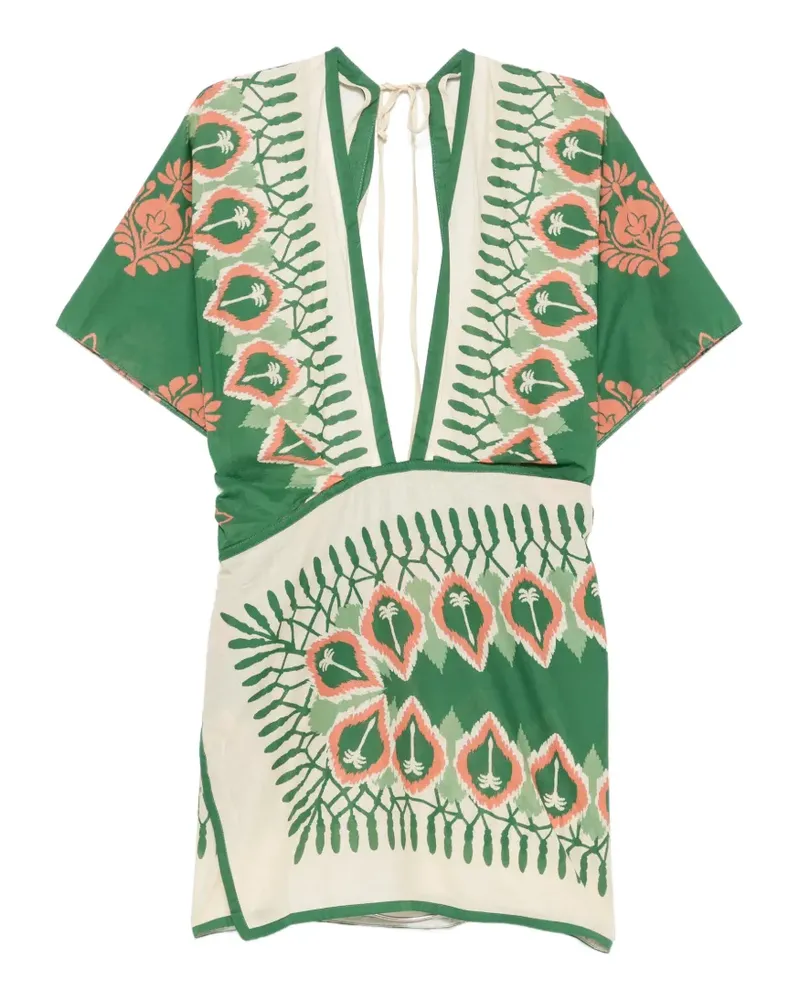 Johanna Ortiz printed open-back mini dress - Grün Grün