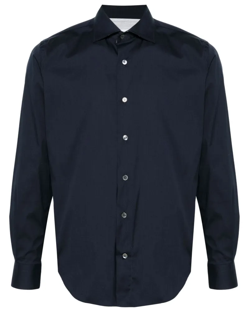 Eleventy Hemd aus Popeline Blau