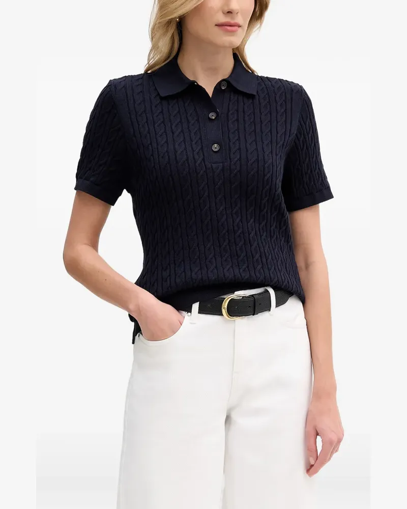 Barbour Hartland cable-knit short-sleeve polo top - Blau Blau