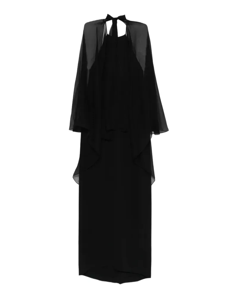 Alberta Ferretti Maxikleid mit Cape - Schwarz Schwarz
