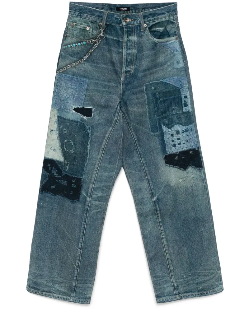 FIVE CM Jeans mit grafischem Print - Blau Blau