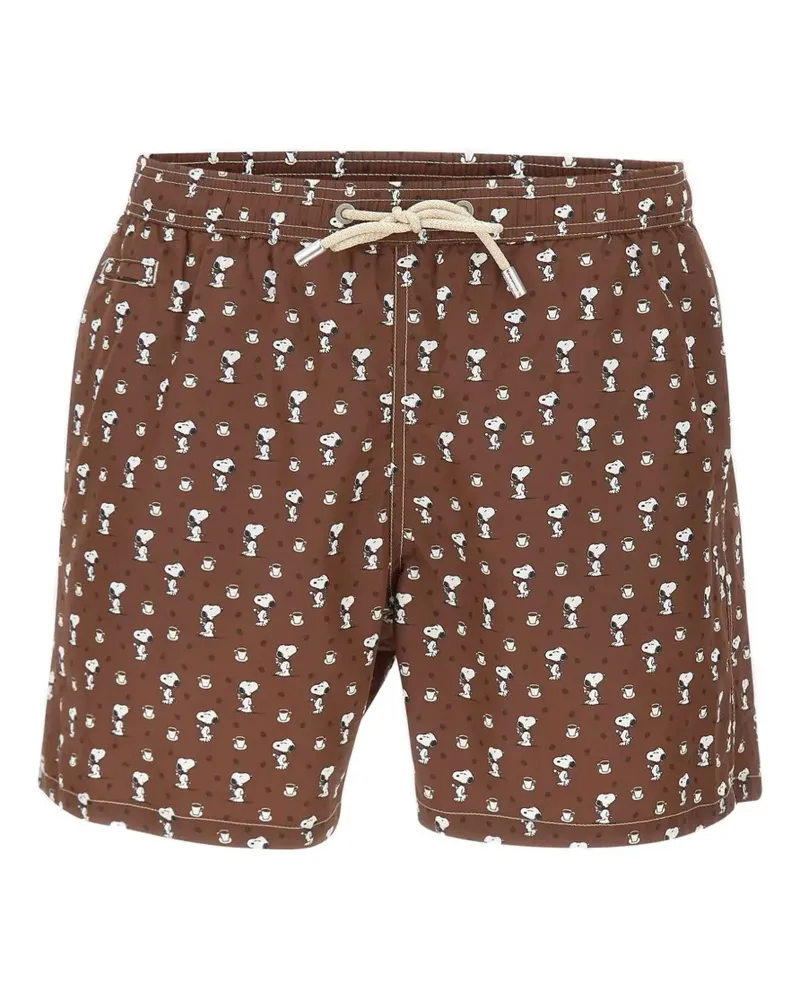 MC2 Saint Barth x Peanuts Lighting Snoopy Badeshorts mit Kaffee-Print - Braun Braun