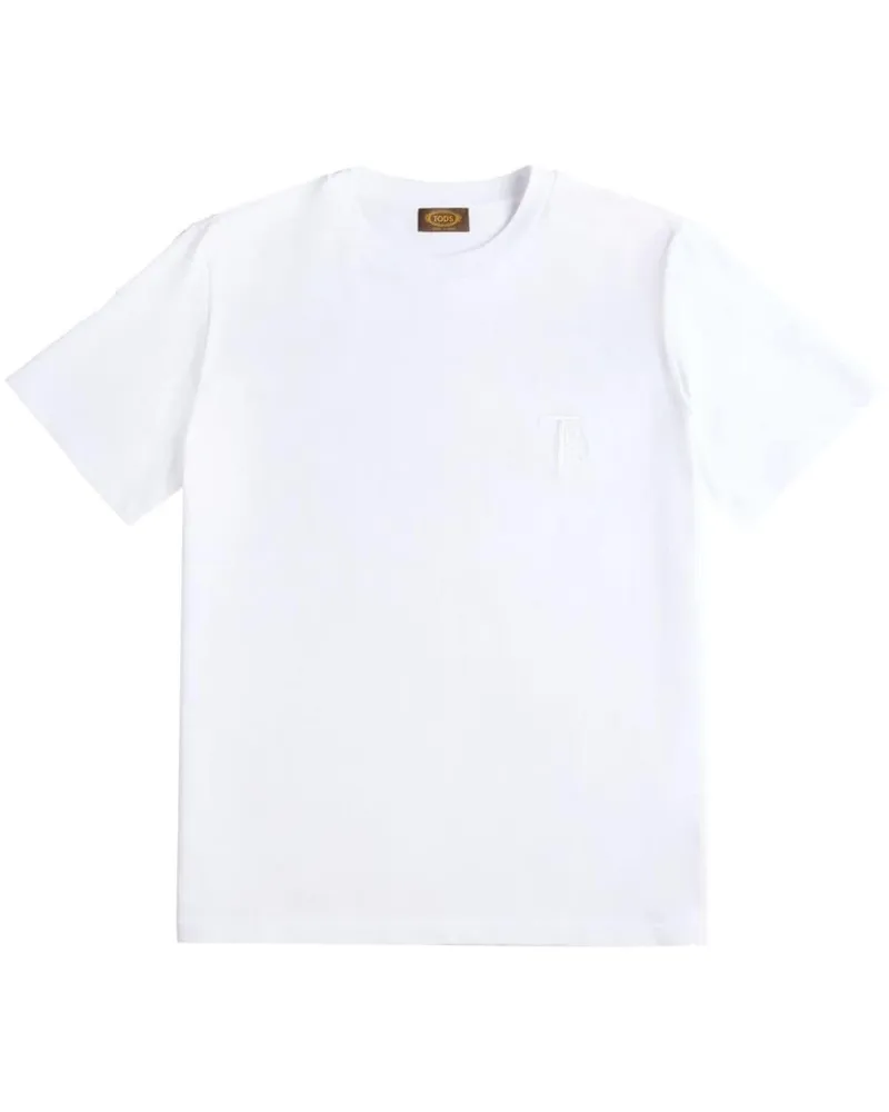 TOD'S T-Shirt mit Logo-Stickerei - Weiß Weiß