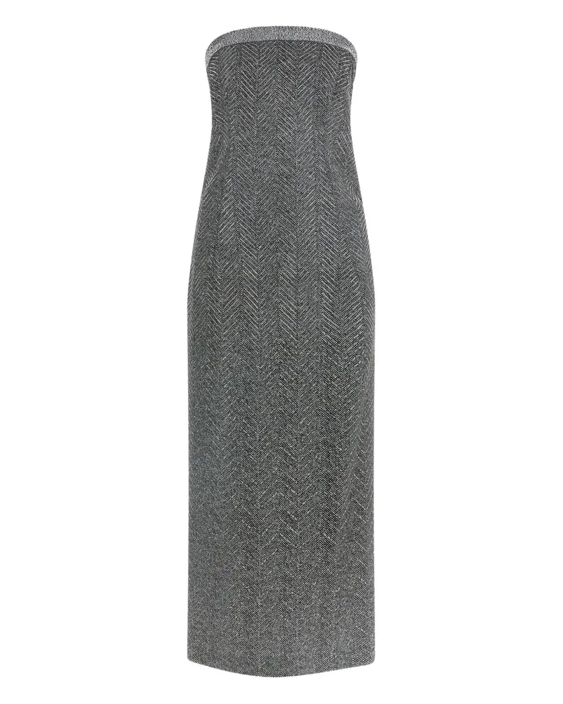 Ermanno Scervino Strassverziertes Maxikleid mit Fischgrätenmuster - Grau Grau