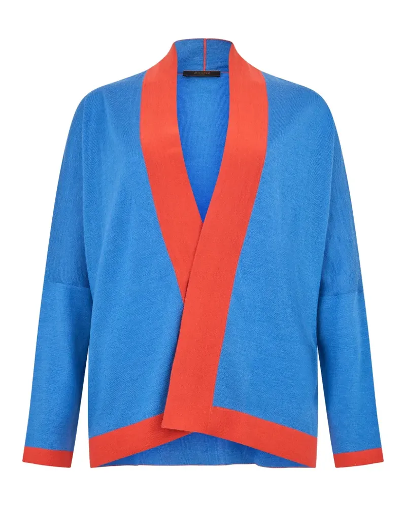MOORER contrast-trim drop-shoulder cardigan - Blau Blau