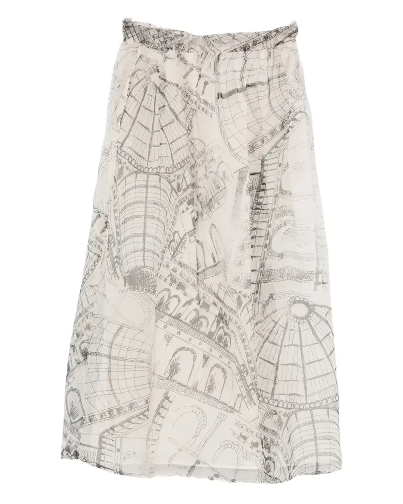 Paul & Joe graphic-print silk skirt - Weiß Weiß
