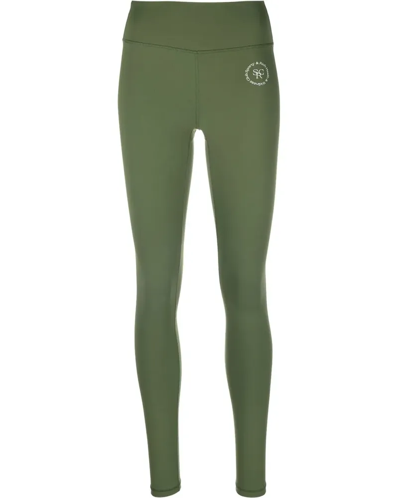 SPORTY & RICH Leggings mit Logo-Print - Grün Grün
