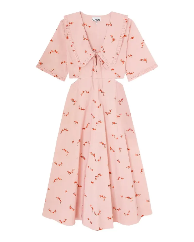 Ganni Midikleid mit Blumenprint - Rosa Rosa