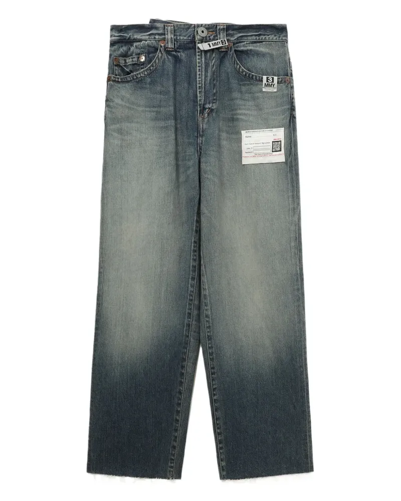 MIHARAYASUHIRO Ausgefranste Wide-Leg-Jeans - Blau Blau