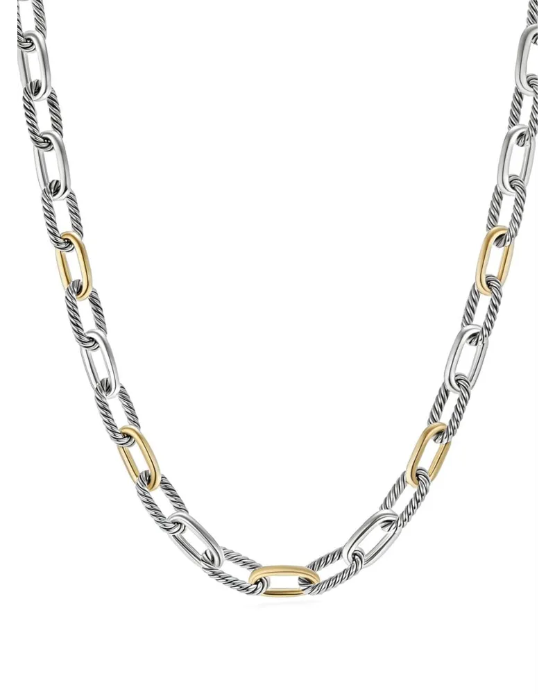 David Yurman 18kt DY Madison Gelbgold- und Sterlingsilberhalskette 11mm Silber