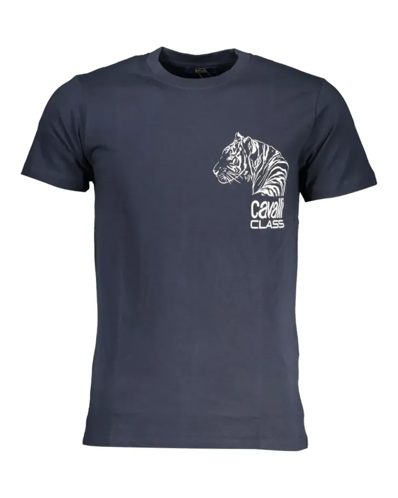 Roberto Cavalli tiger-print logo-print T-shirt - Blau Blau