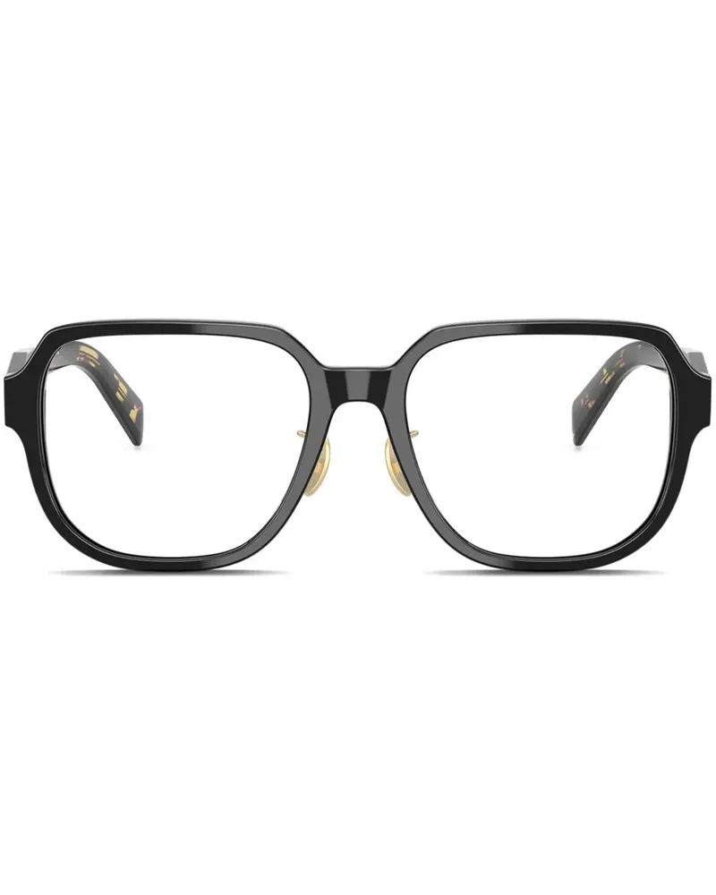 Prada Brille mit eckigem Gestell - Schwarz Schwarz