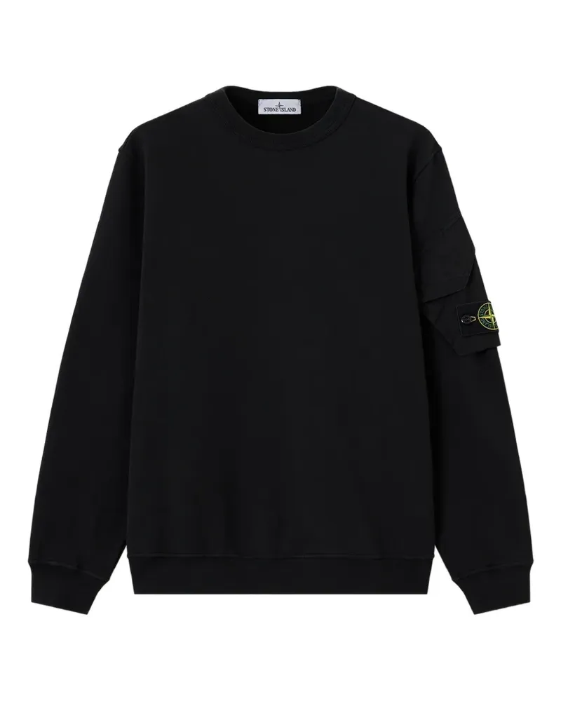 Stone Island 6100015 Sweatshirt aus gebürstetem Bio-Baumwollfleece - Schwarz Schwarz