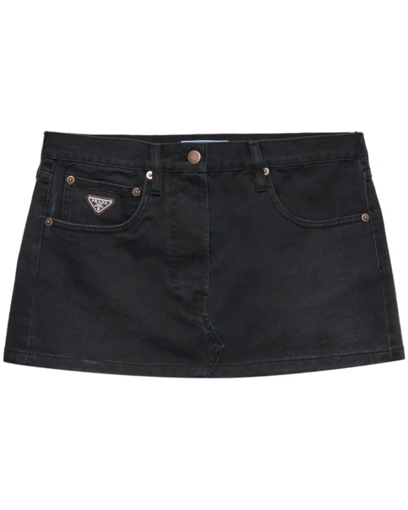 Prada Tief sitzender Jeans-Minirock - Schwarz Schwarz