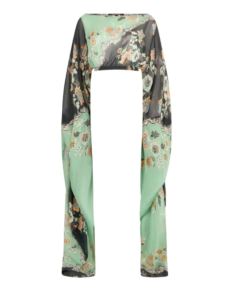 Roberto Cavalli floral-print cropped top - Grün Grün
