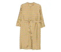 Seidenkleid mit Tukan-Print - Nude
