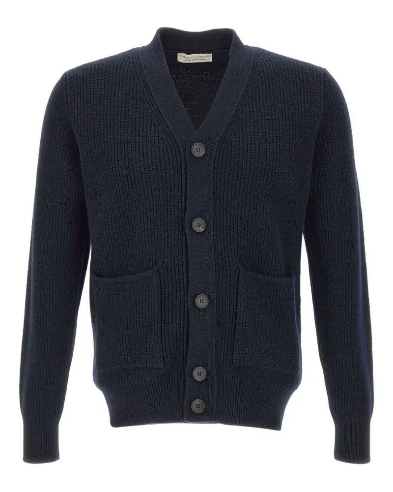 Filippo de Laurentiis Gerippter Cardigan mit Hornknopf - Blau Blau