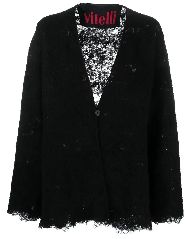 VITELLI Cardigan im Distressed-Look - Schwarz Schwarz