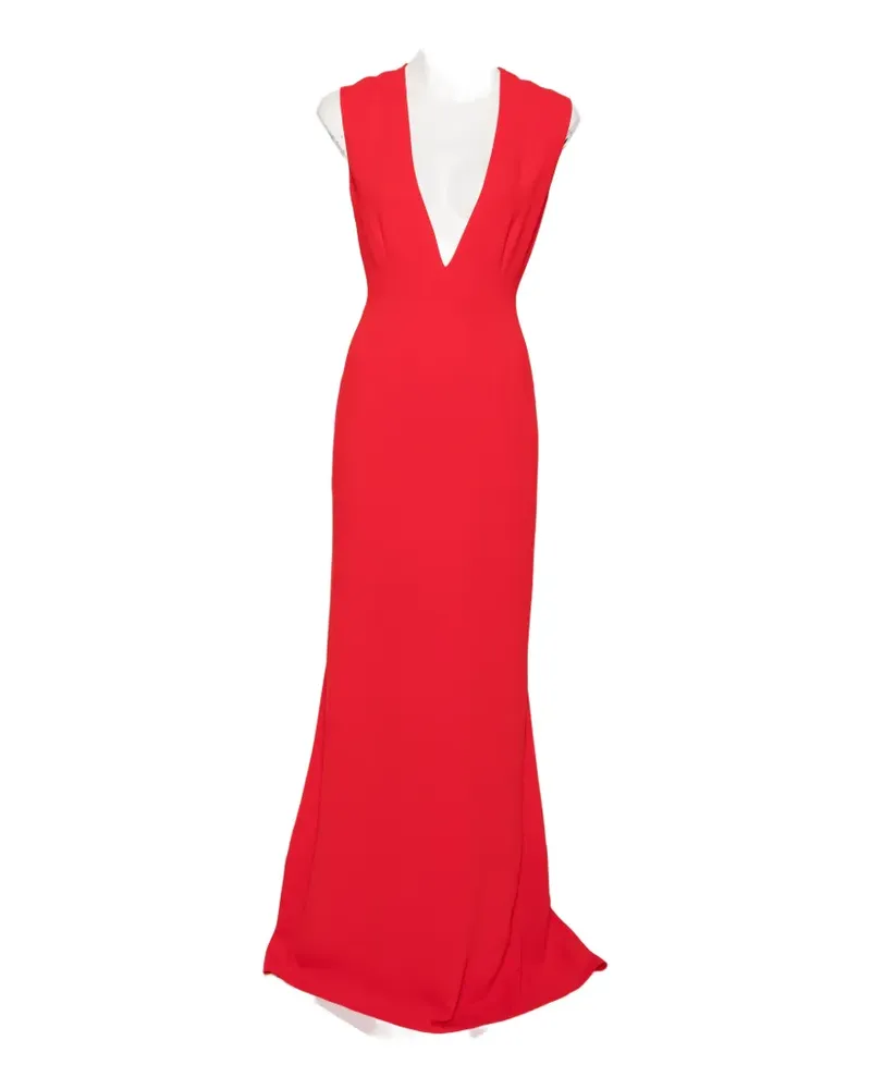 Solace London Althea plunging V-neck sleeveless maxi dress - Rot Rot
