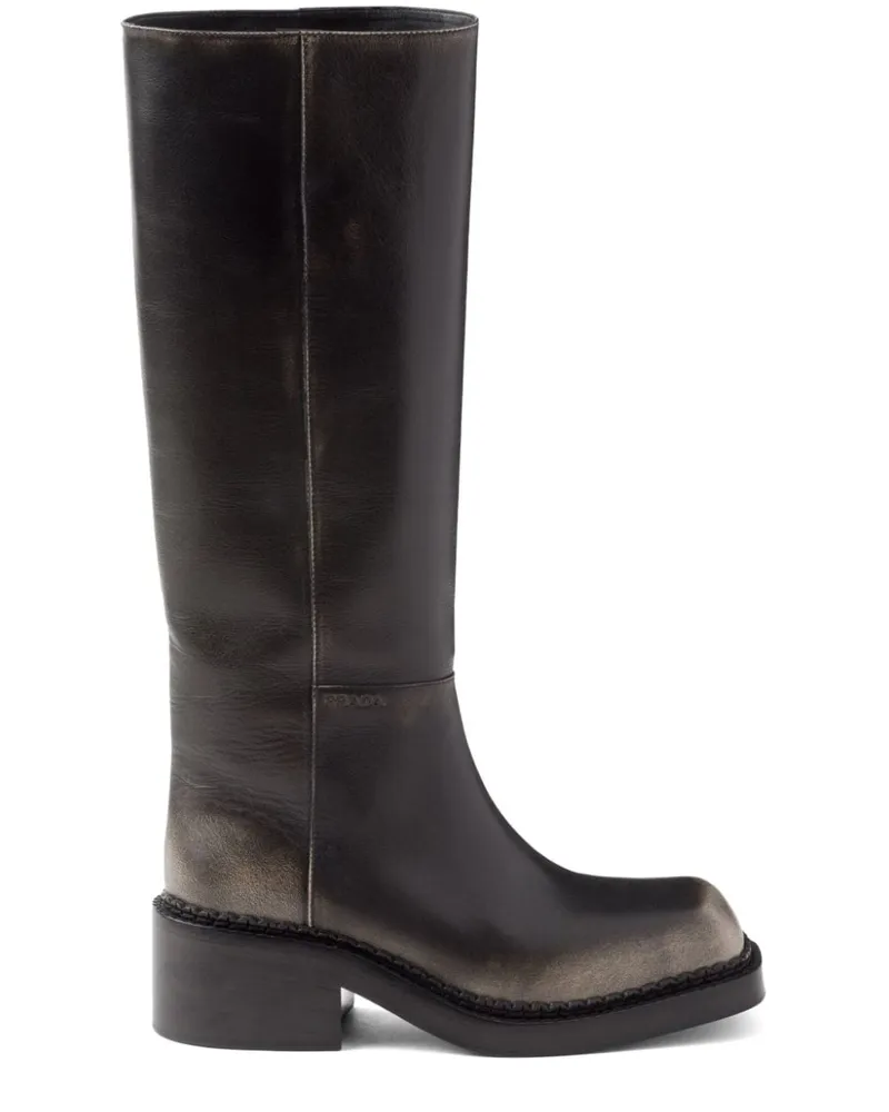 Prada Vintage-Effekt Stiefel 55mm - Schwarz Schwarz