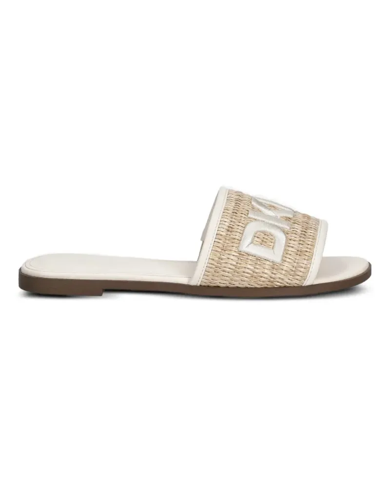 DKNY logo-embroidered woven sandals - Nude Nude