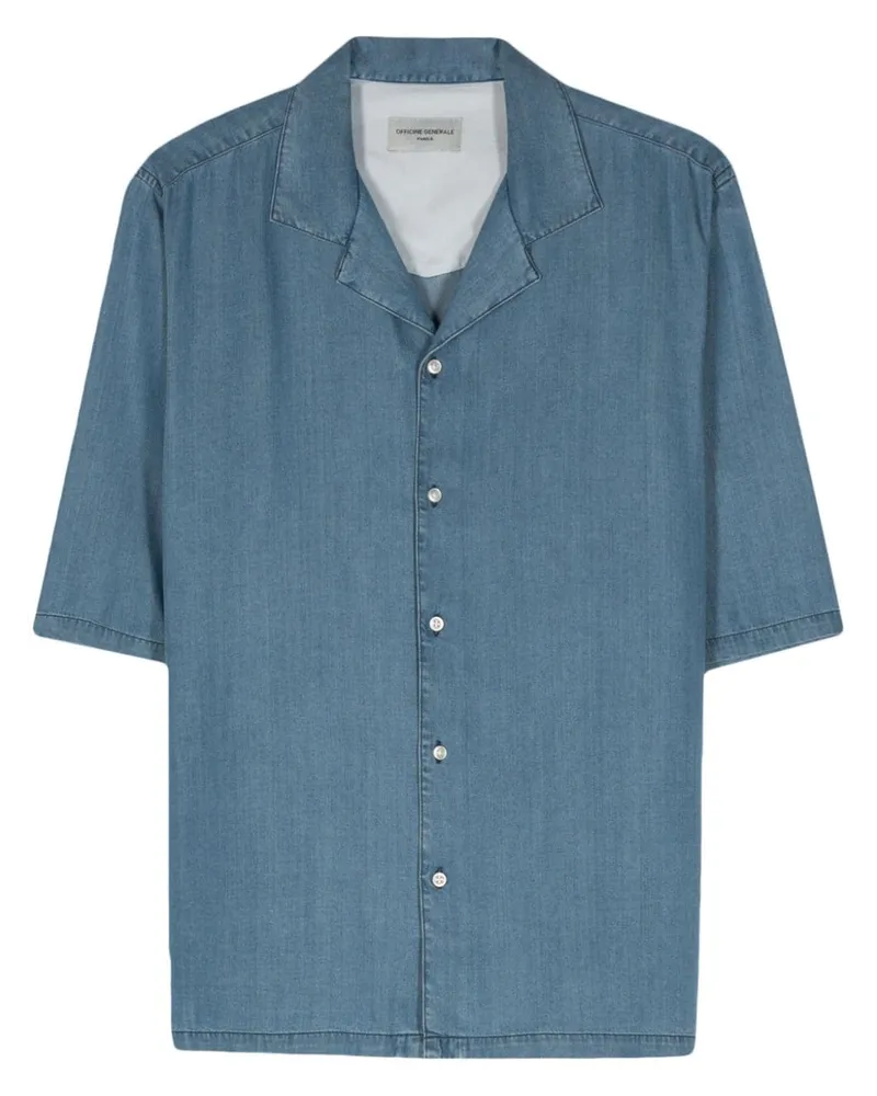 Officine Generale Hemd aus Chambray Blau