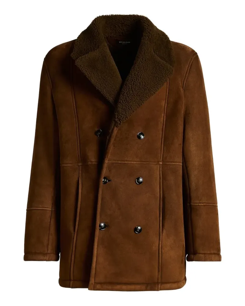 Kiton Doppelreihiger Mantel aus Shearling - Braun Braun