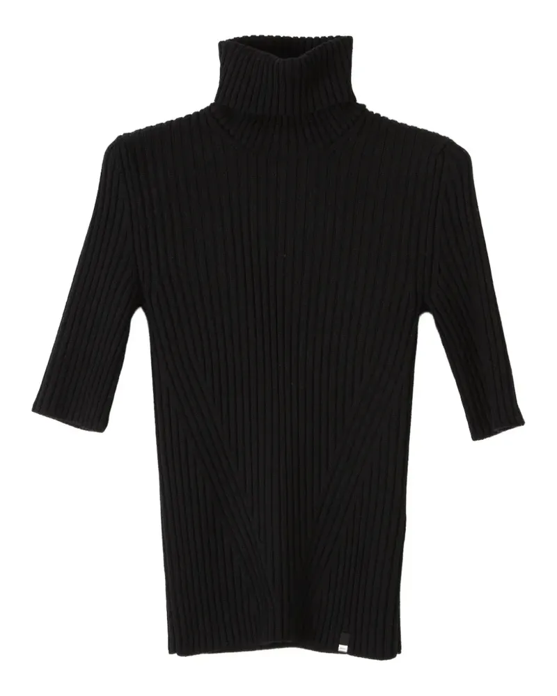 Herno Gerippter Rollkragenpullover - Schwarz Schwarz