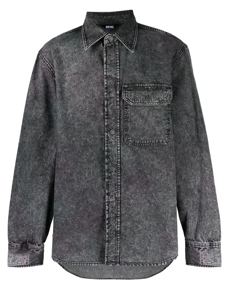 Diesel Ausgeblichene Jeansjacke - Schwarz Schwarz