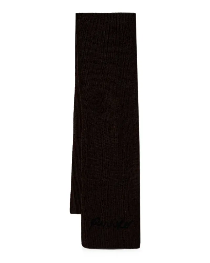 Pinko logo-embroidered knitted scarf - Braun Braun