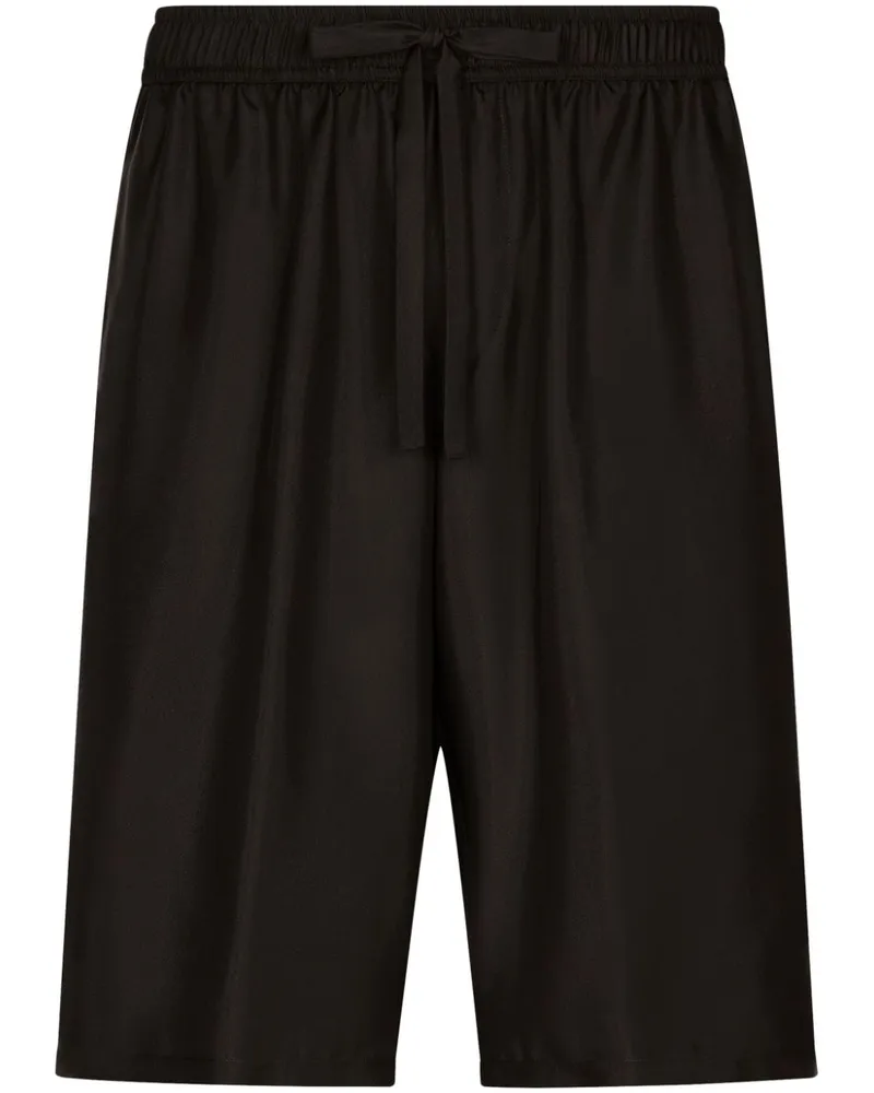 Dolce & Gabbana Joggingshorts aus Seide mit Stickerei - Schwarz Schwarz