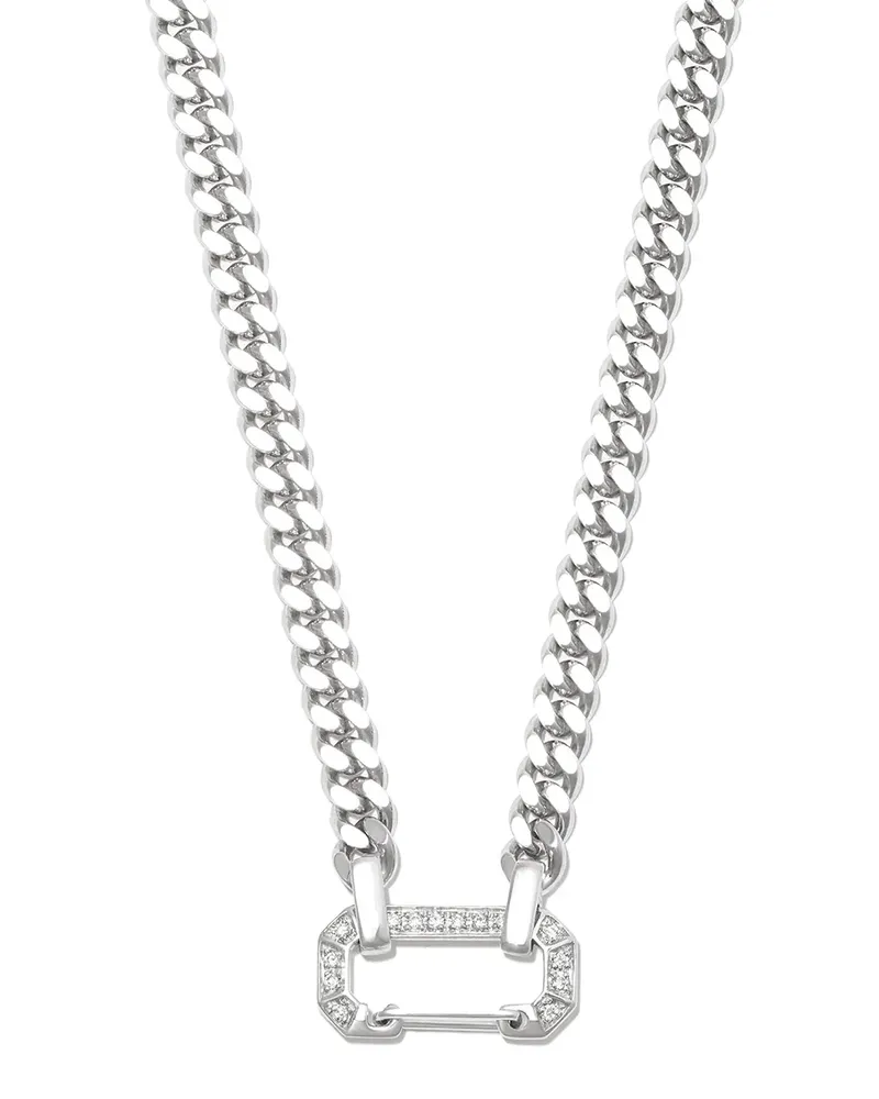EÉRA 18kt Weißgold-Karabinerhalskette mit Diamanten - Silber Silber