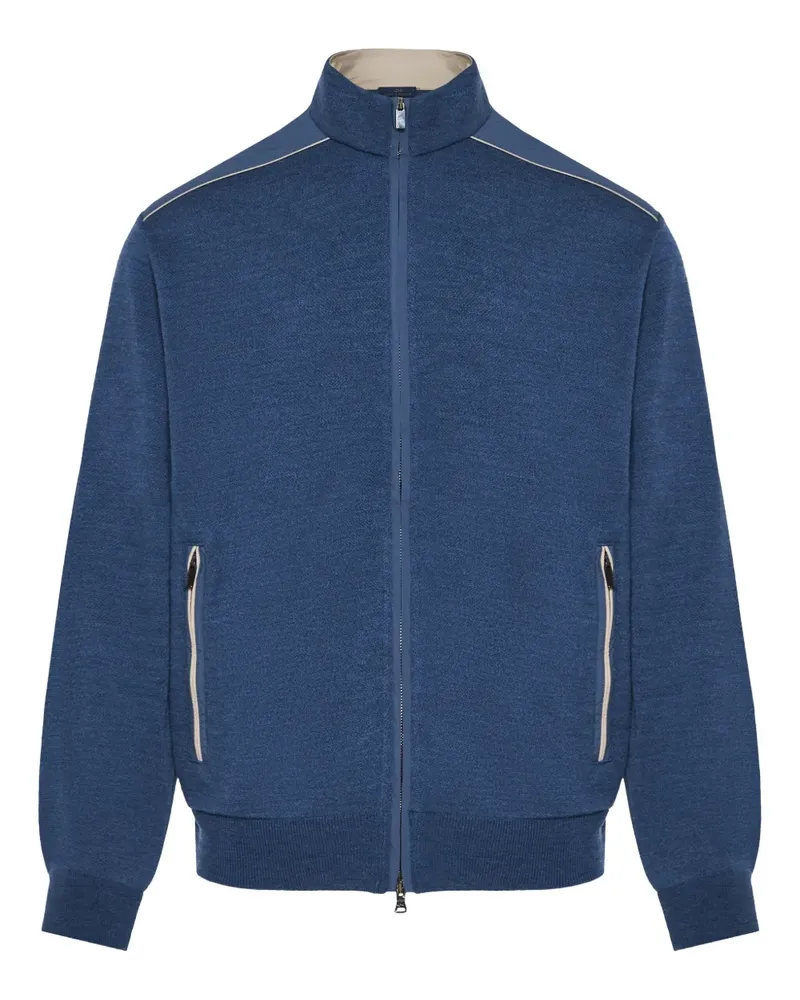 Paul & Shark Reißverschluss-Pullover mit Kontrasteinsatz - Blau Blau