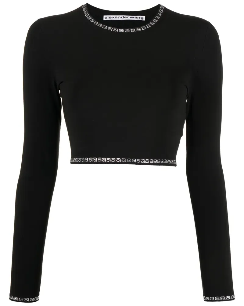 Alexander Wang Cropped-T-Shirt mit Logo - Schwarz Schwarz