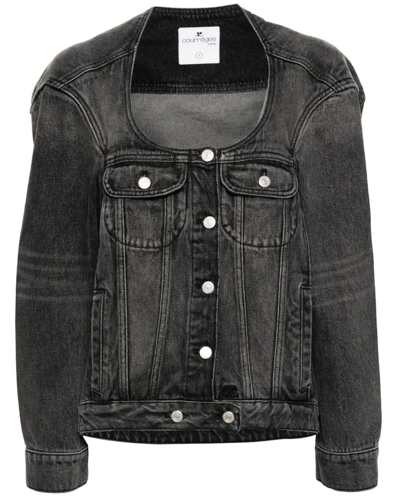 Courrèges Jeansjacke mit U-Ausschnitt - Grau Grau
