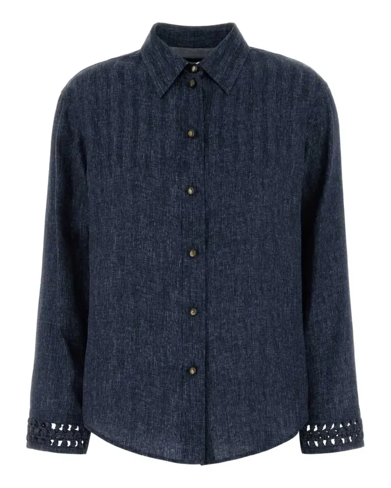 Giorgio Armani crochet trim shirt - Blau Blau