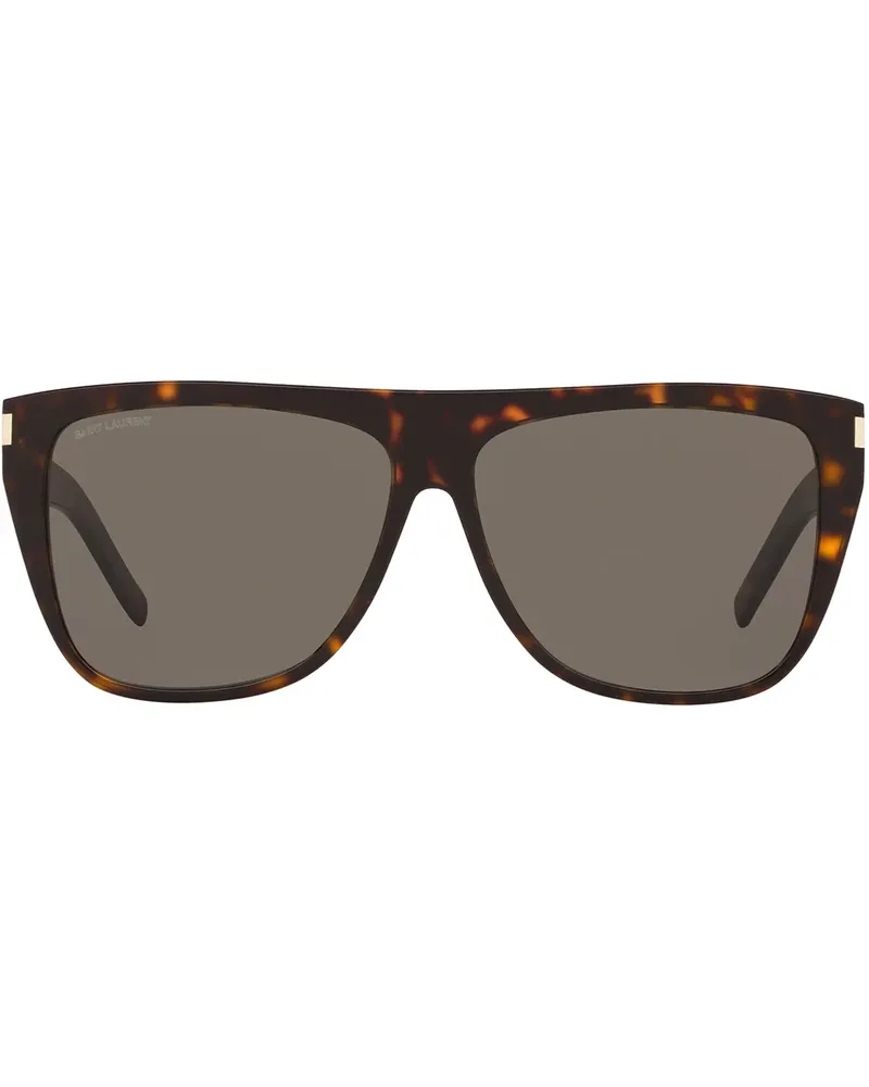 Saint Laurent Eckige 'SL 1 Slim' Sonnenbrille - Braun Braun