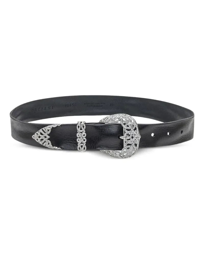 Orciani crystal-embellished leather belt - Schwarz Schwarz