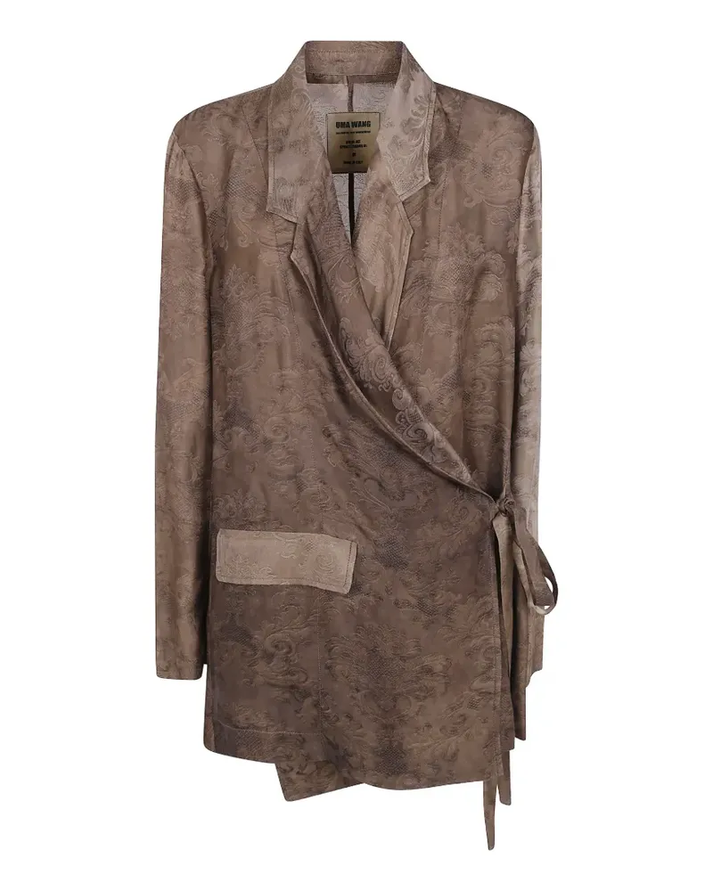 Uma Wang Leinenjacke mit Damaszener-Muster - Braun Braun