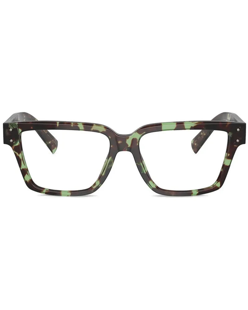 Dolce & Gabbana Eckige Brille in Schildpattoptik - Grün Grün