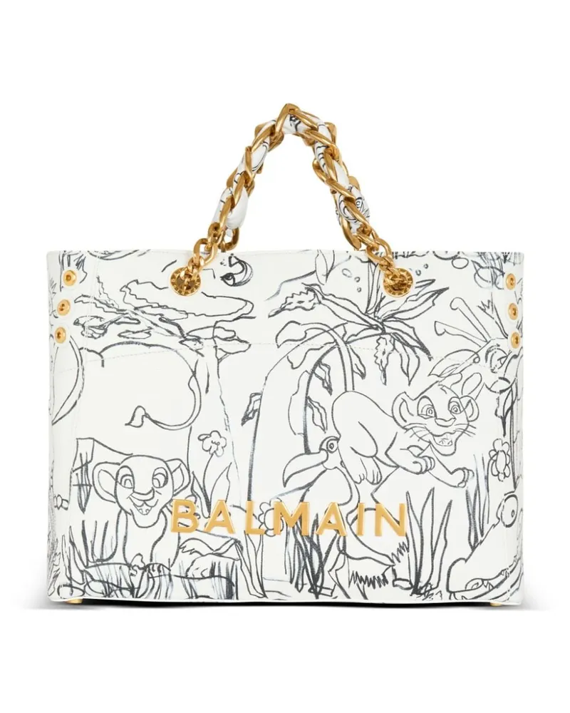 Balmain x Disney 1945 Tote Bag mit grafischem Print - Weiß Weiß